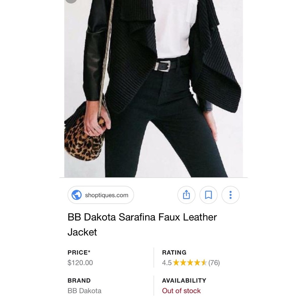 BB Dakota faux leather & knit jacket